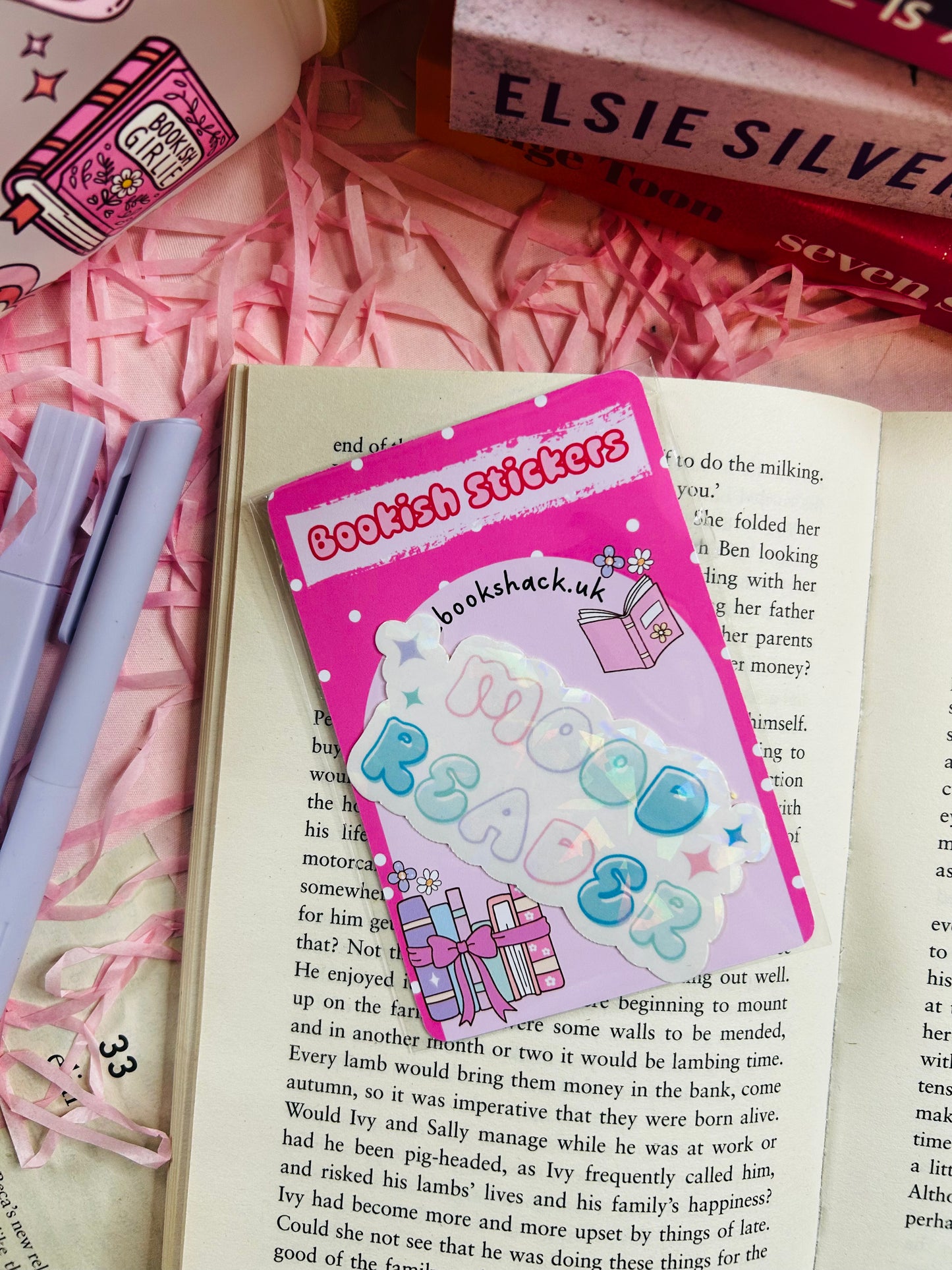 mood reader bookish holographic sticker