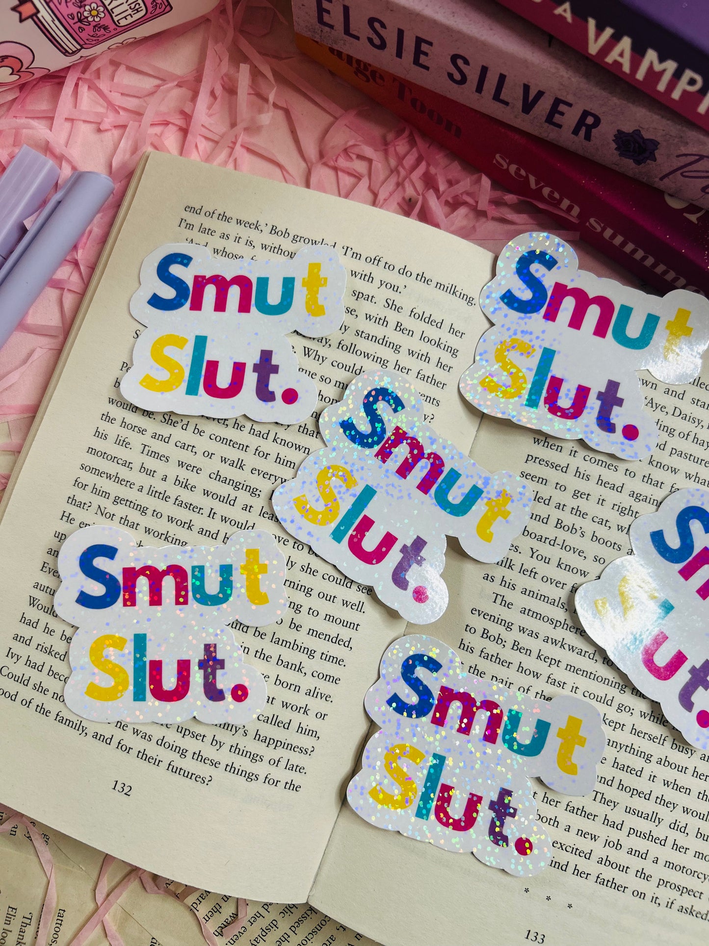 sm*t sl*t holographic bookish sticker