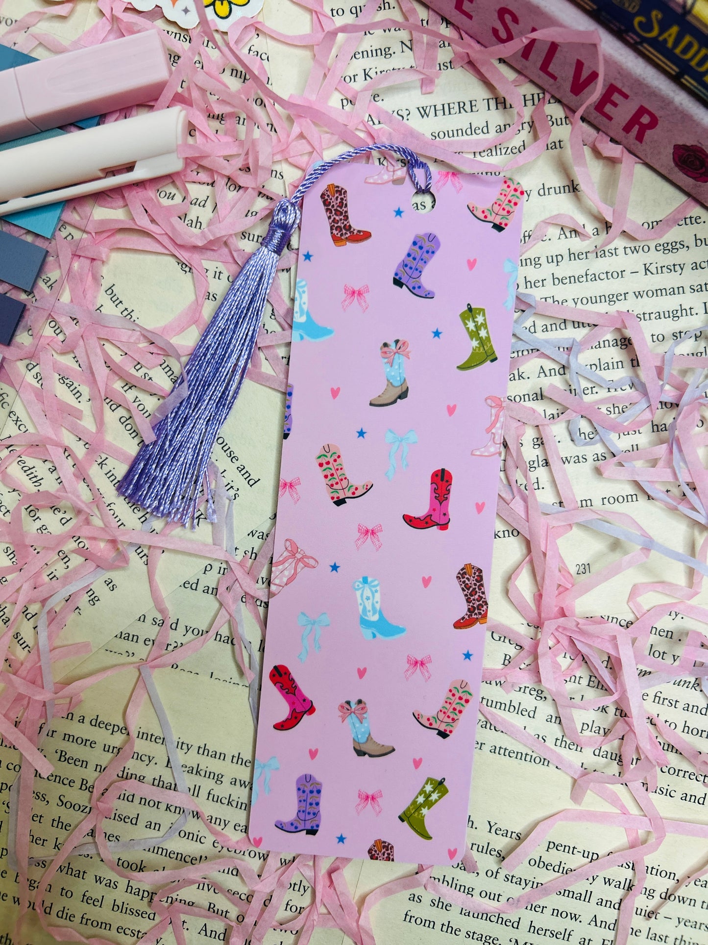 Cowgirl Bookmark – Pink Boots & Bookish Sass