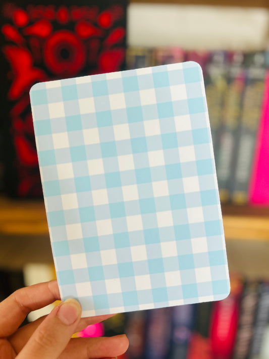Blue Gingham Cherry Kindle Insert – Red & Green Cherries | Matte Photo Card