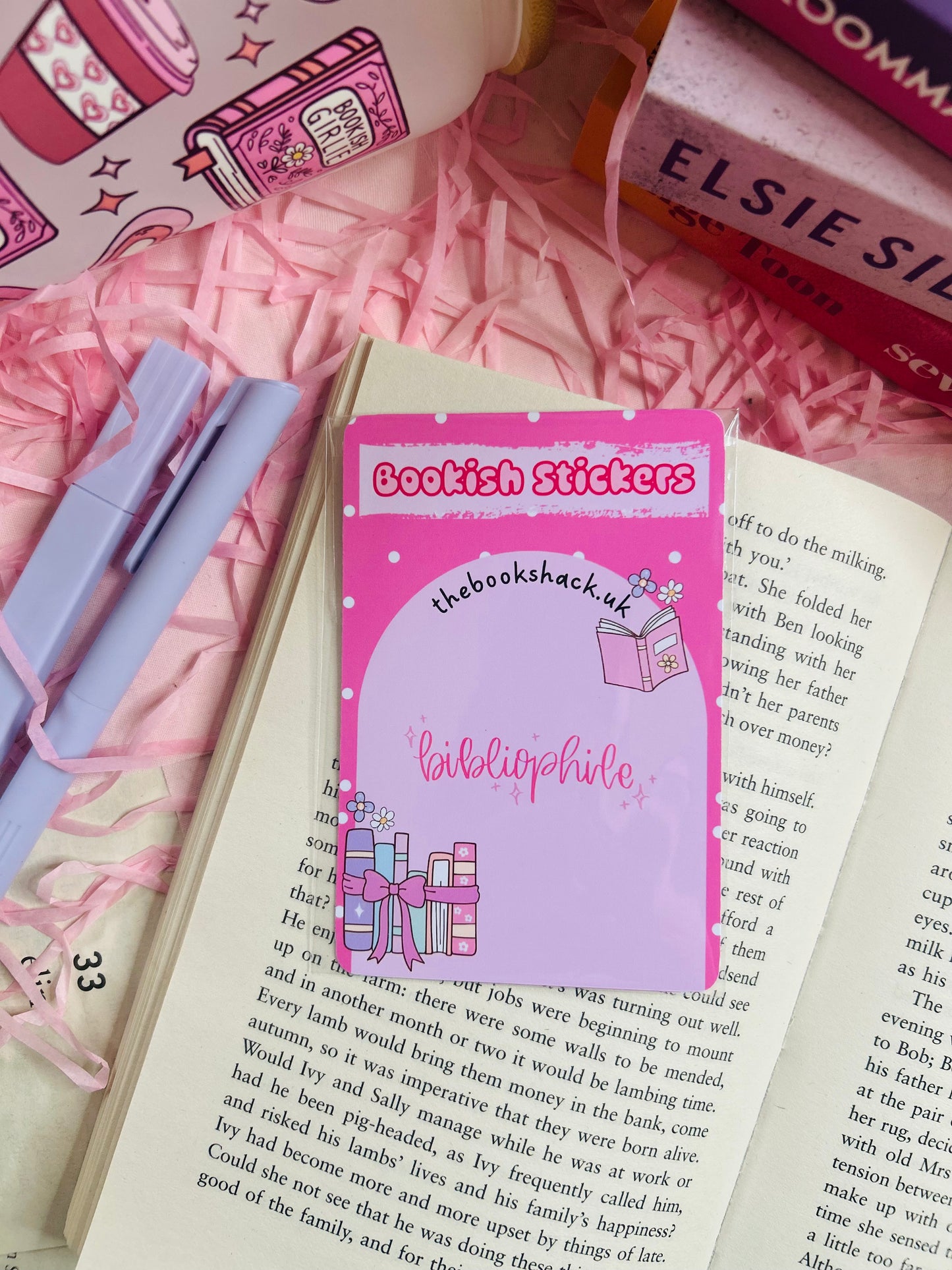 Holographic "Bookish Girlie" Vinyl Sticker – Pink Bow Design