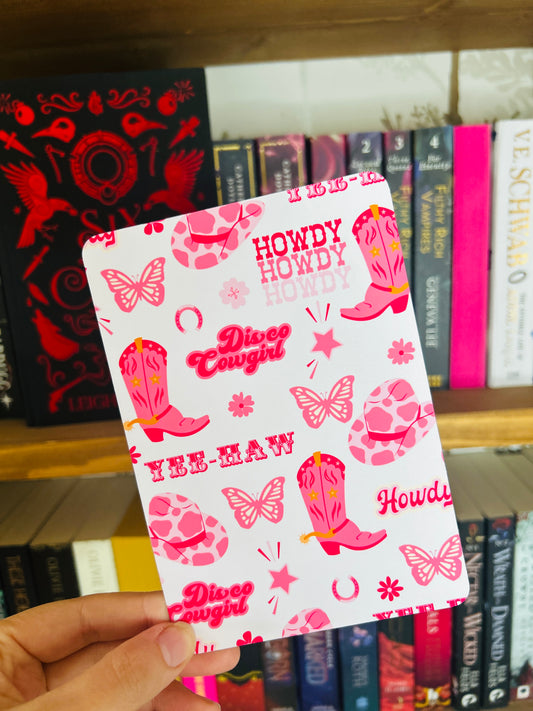 Pink Cowboy Kindle Insert – Western Prints & Swirly Pink Back | Matte Photo Card