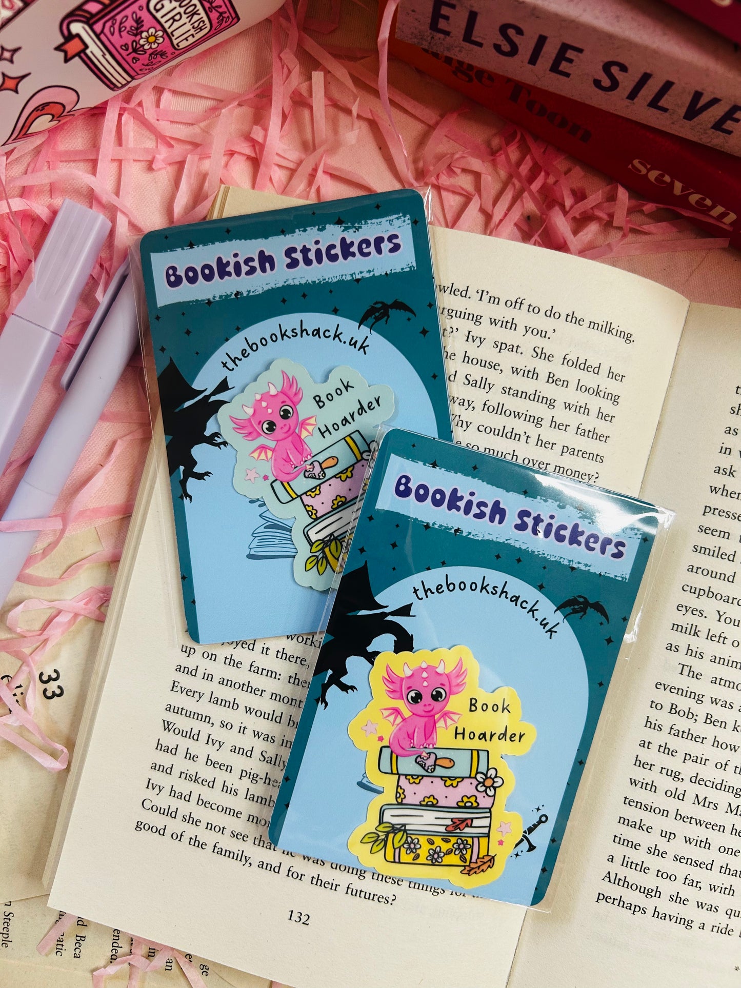 Adorable 'Book Hoarder' Dragon Stickers – Cute Bookish Gift for Readers and Collectors