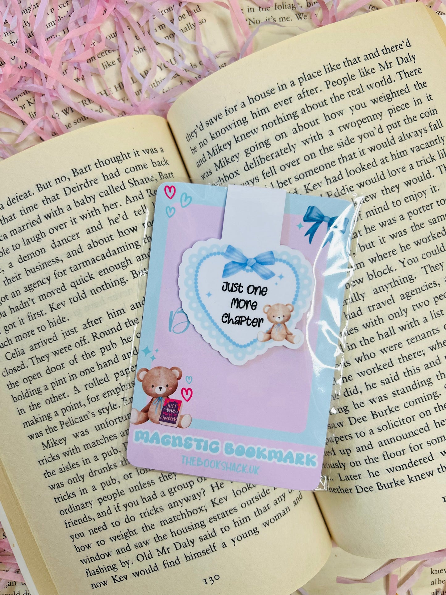 Just One More Chapter Magnetic Bookmark – Cute Teddy Bear Aesthetic