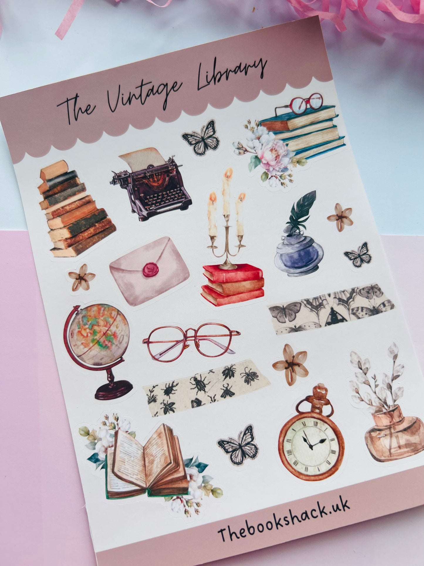 Vintage Library Sticker Sheet – Classic Bookish Journal Stickers