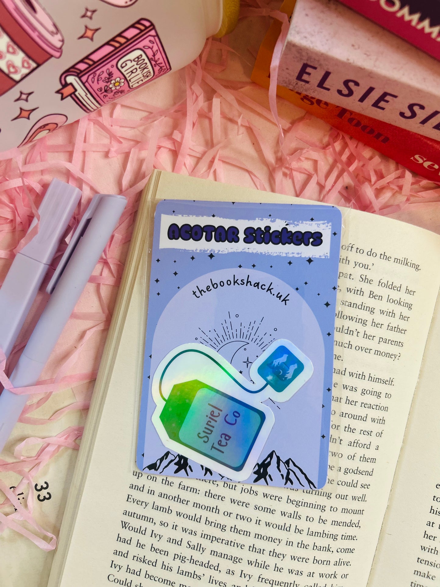 Holographic "Suriel Tea Co" Fantasy Bookish Sticker, acotar, bookish gifts, fantasy stickers