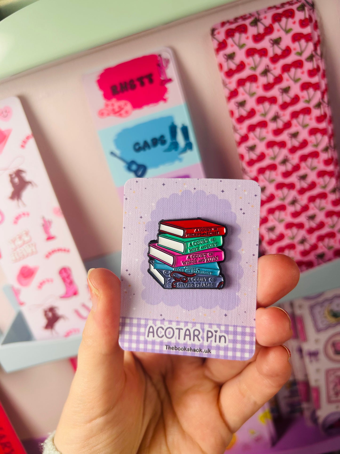 ACOTAR Inspired Book Stack Enamel Pin – Fantasy Bookish Pin