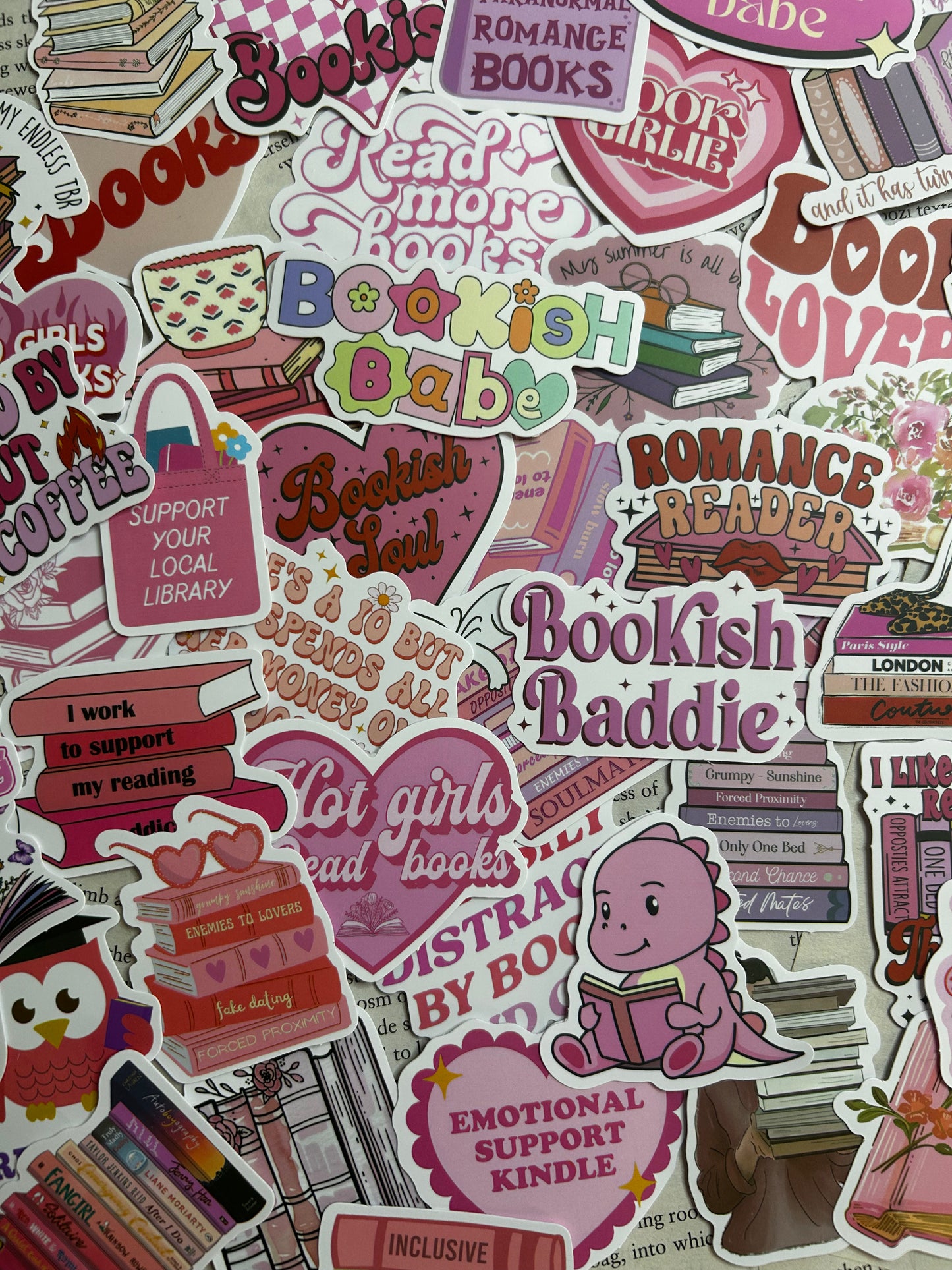 Mystery pink bookish sticker packs
