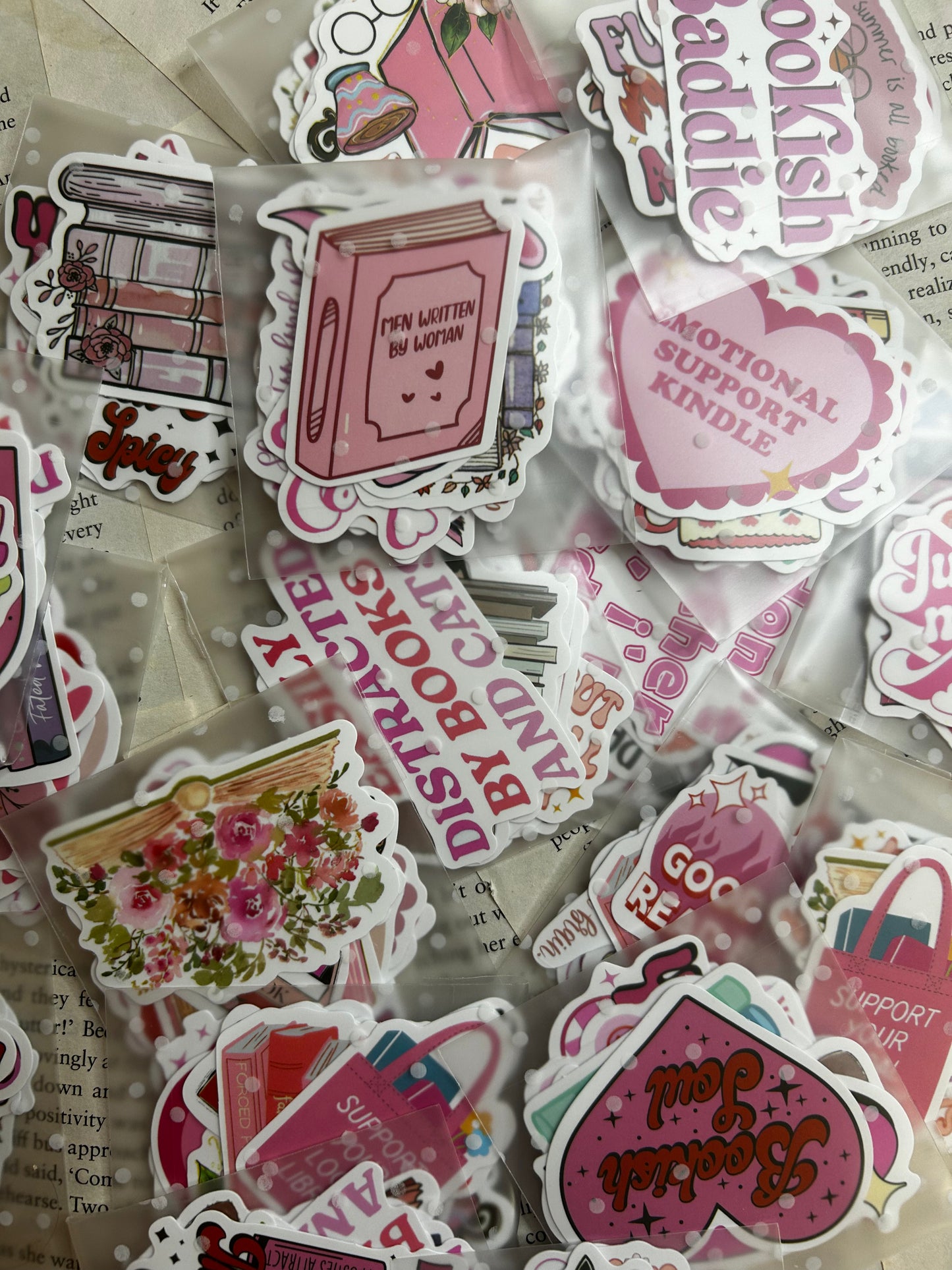 Mystery pink bookish sticker packs
