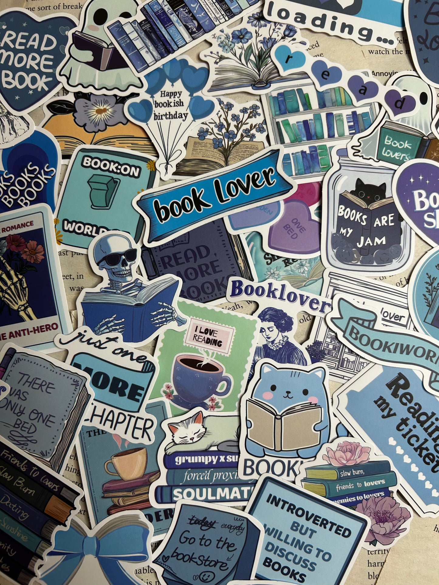 Mystery blue bookish sticker packs