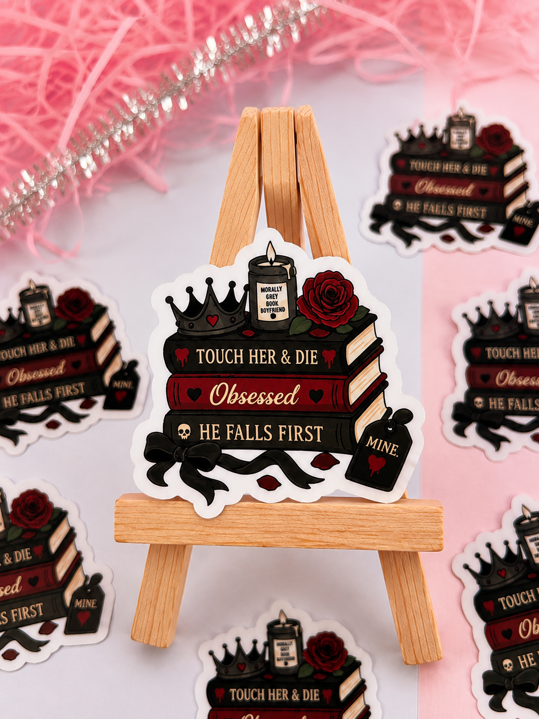 Dark Romance Book Stack Holographic Sticker – Bookish Vinyl Decal