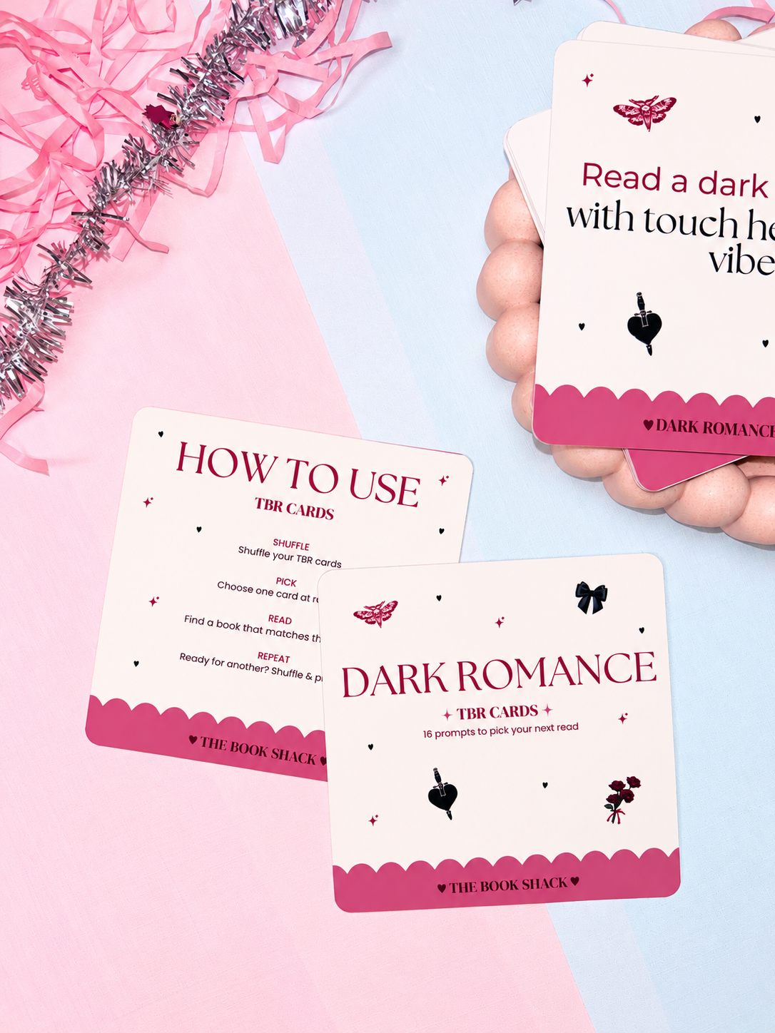 Dark Romance TBR Prompt Cards – 16 Bookish Reading Challenge Cards
