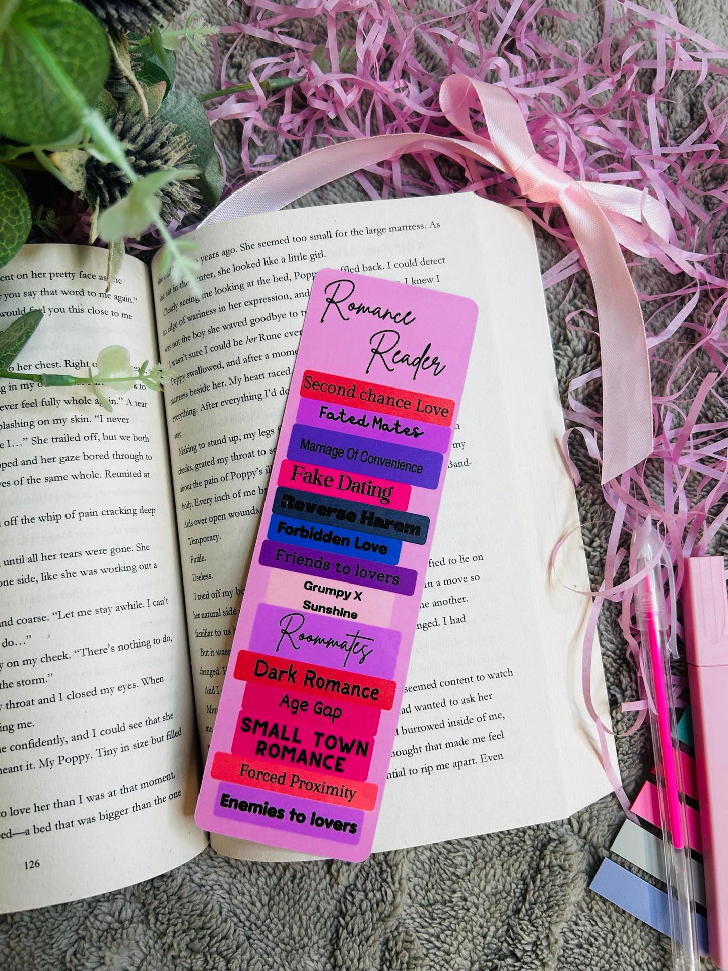 Romance reader trope sack bookmark