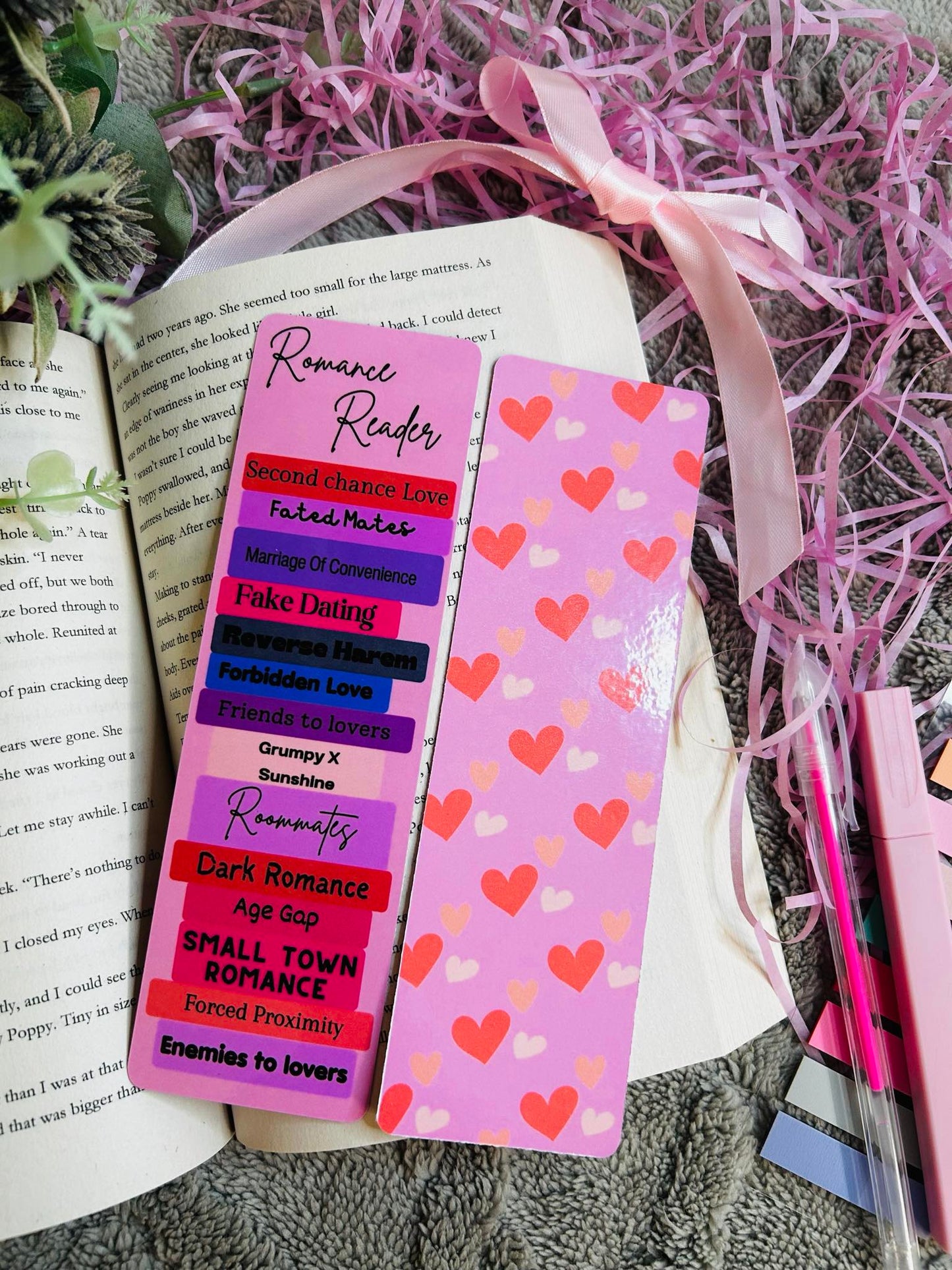 Romance reader trope sack bookmark