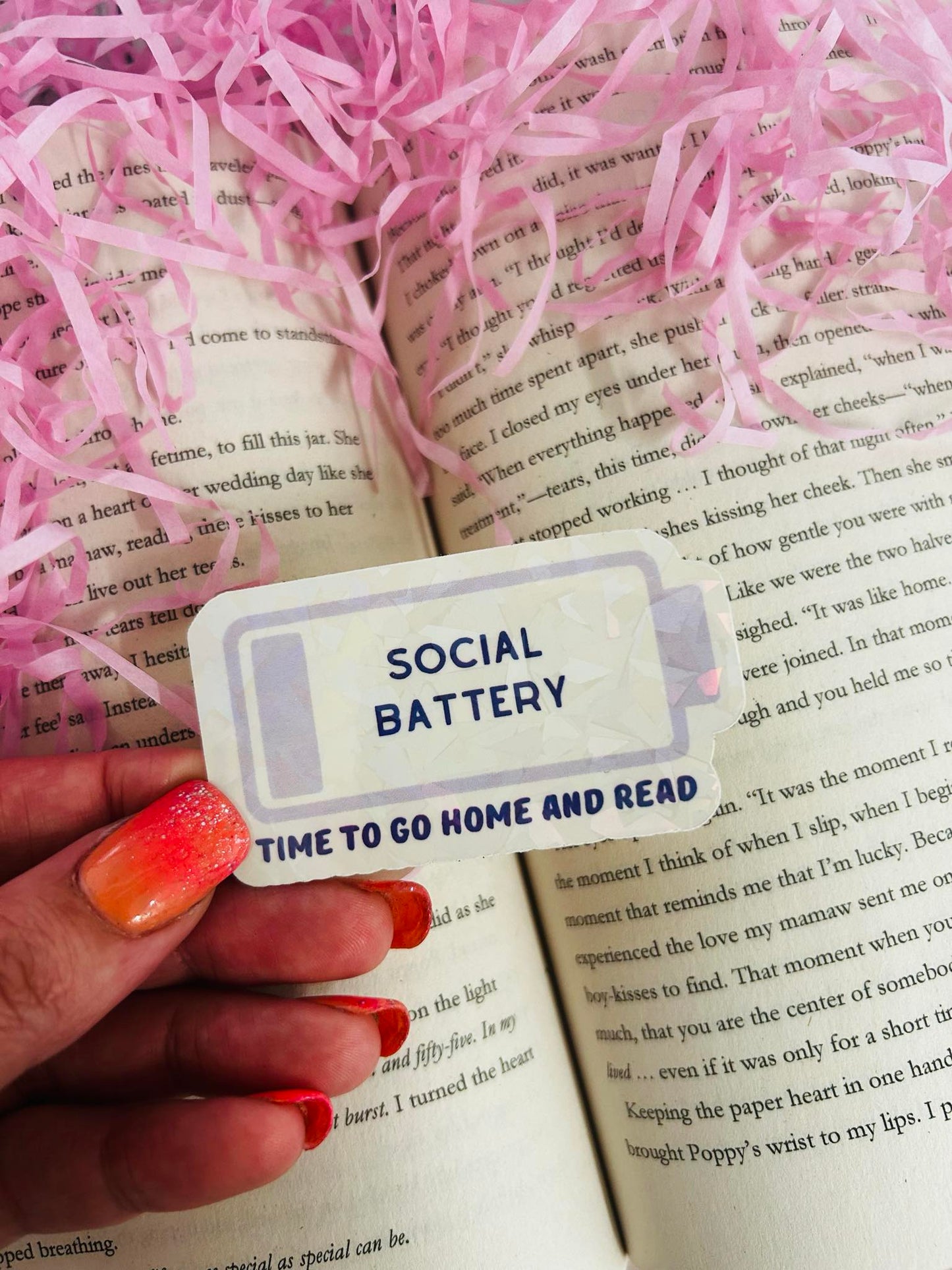Social Battery holographic sticker