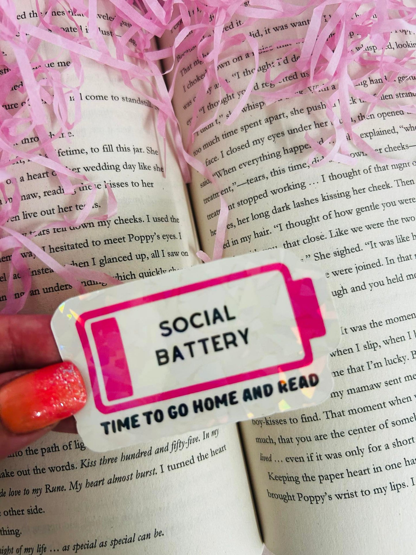 Social Battery holographic sticker