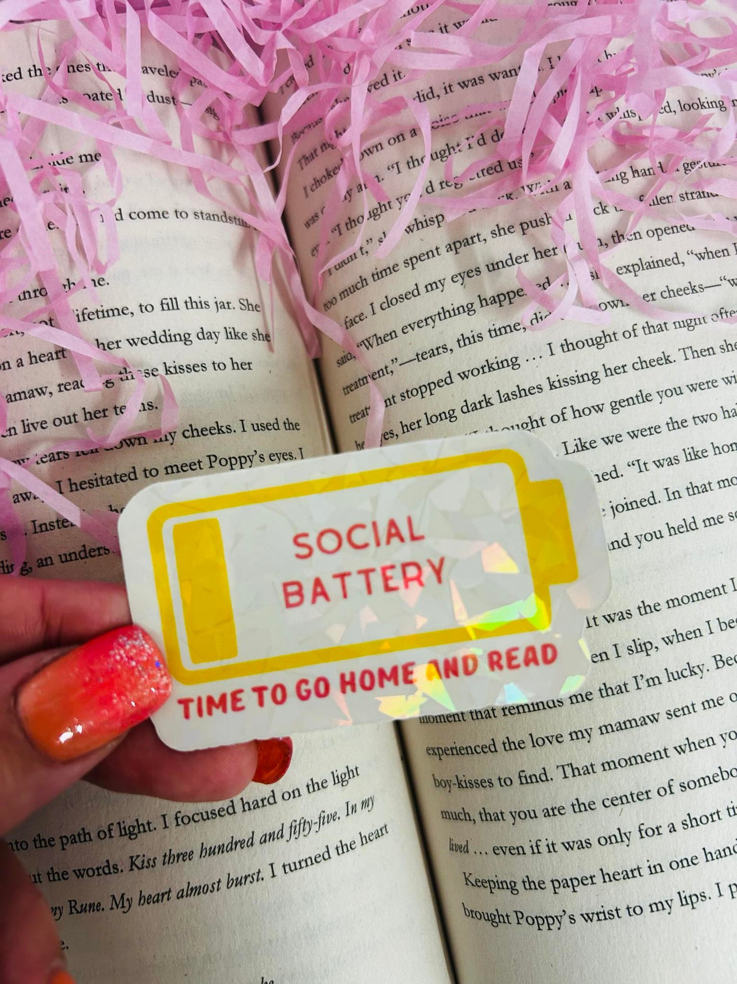 Social Battery holographic sticker