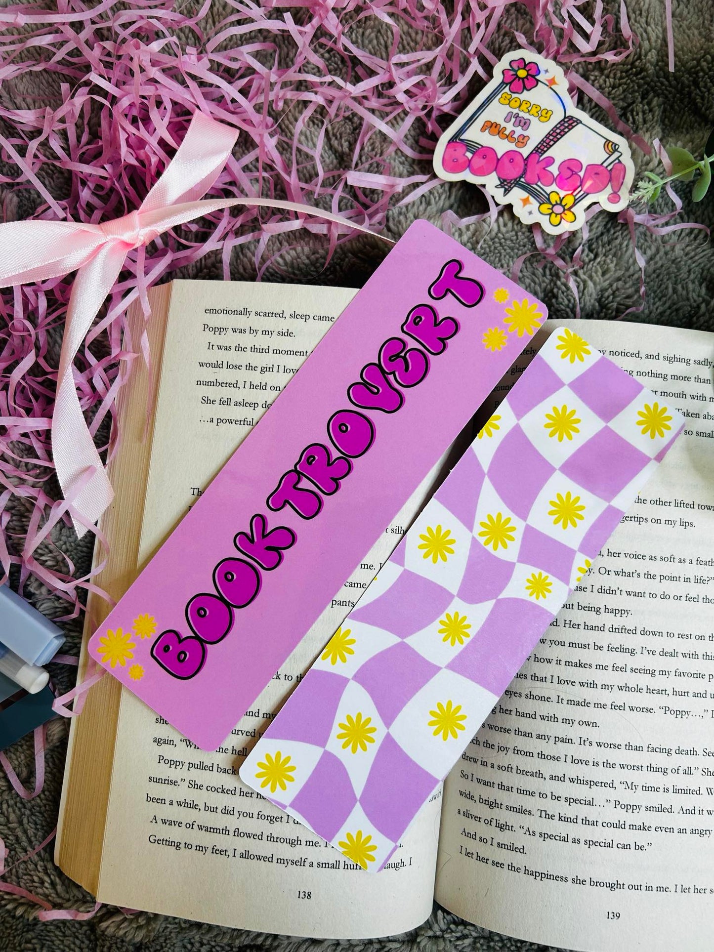 Bookmark with the word 'Booktrovert' in playful lettering – ideal for introverted book lovers who prefer stories over small talk.