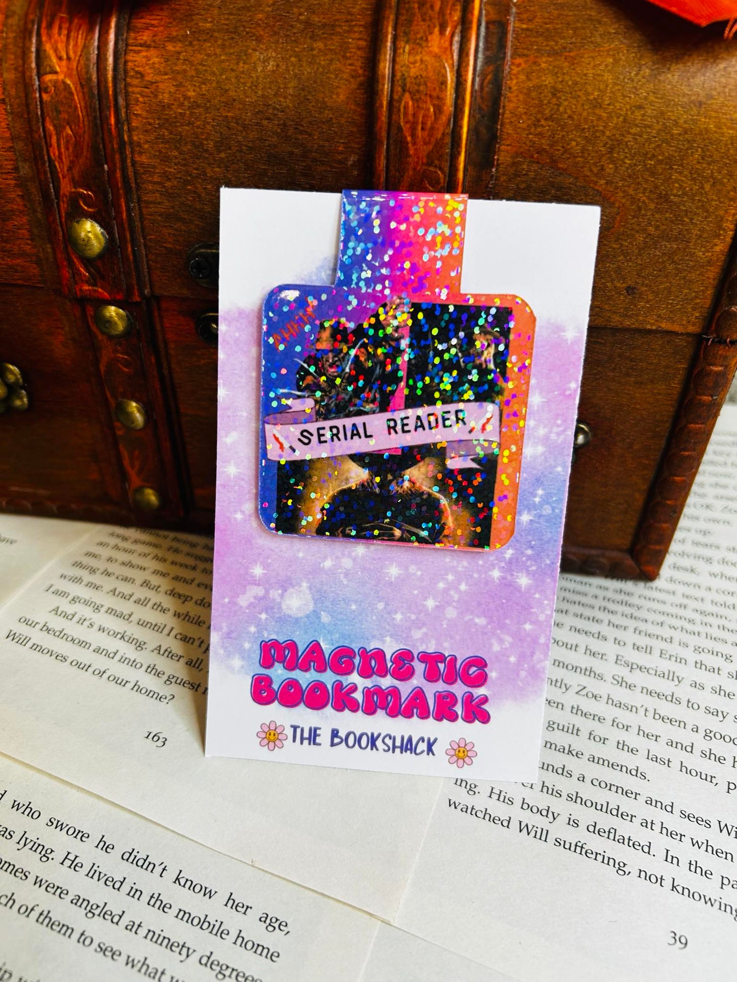 purple and orange square magnetic bookmark