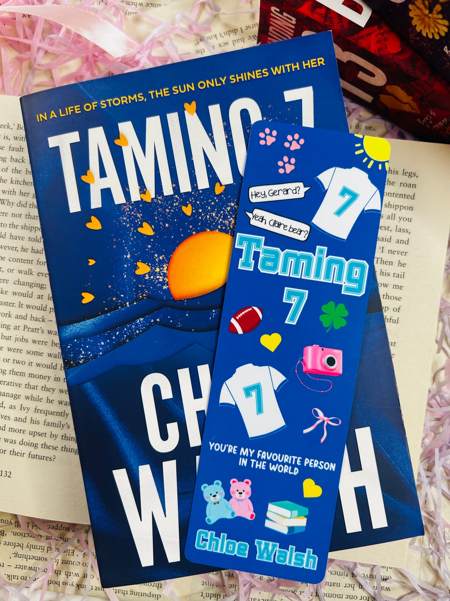 “Set of three Chloe Walsh-themed bookmarks featuring Binding 13, Saving 6, and Taming 7 designs with quotes, symbols, and jerseys.