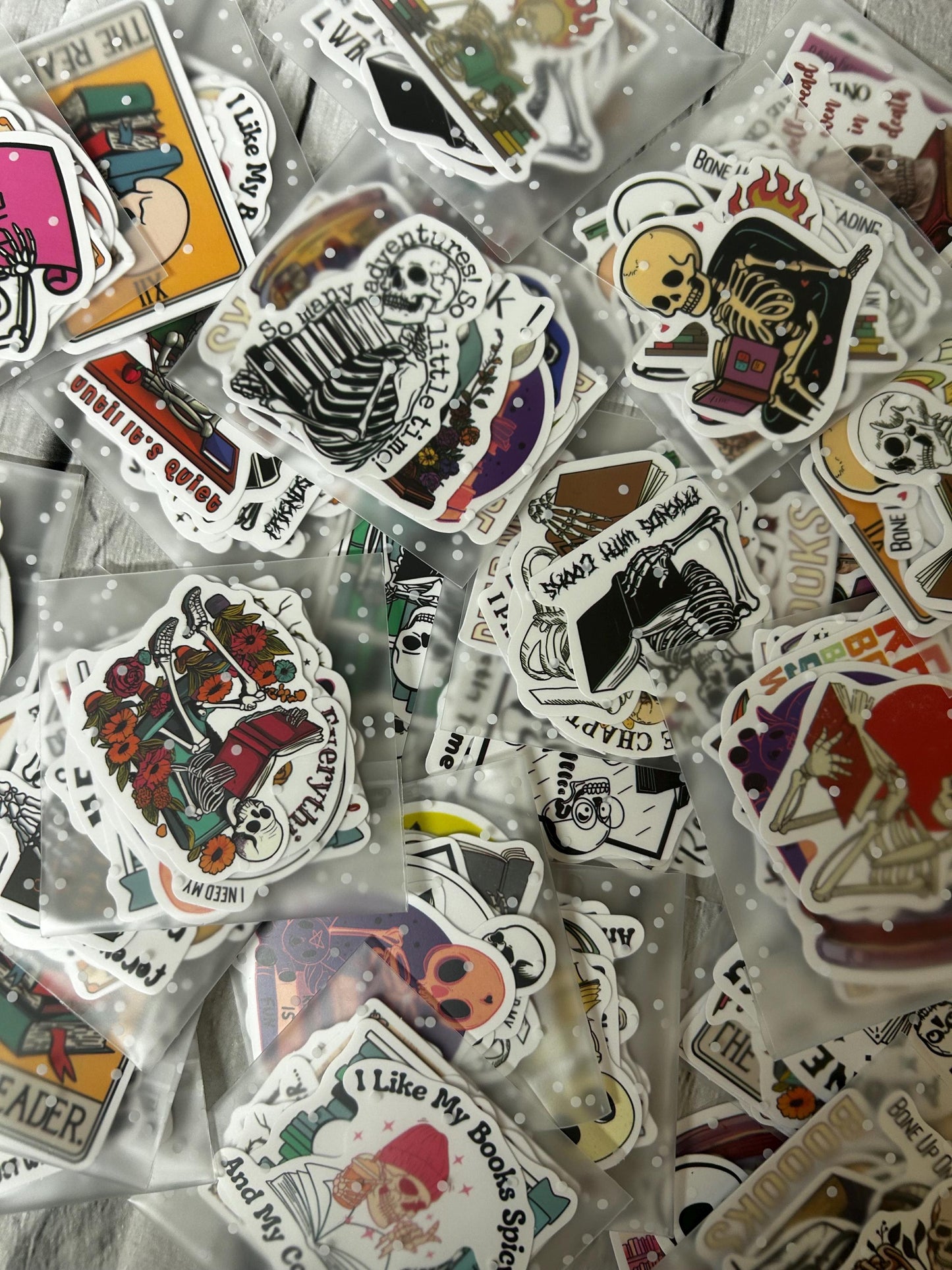 Mystery skeleton reading sticker packs