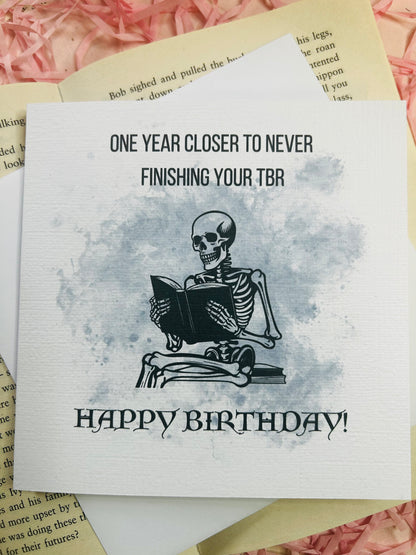 skeleton TBR birthday card