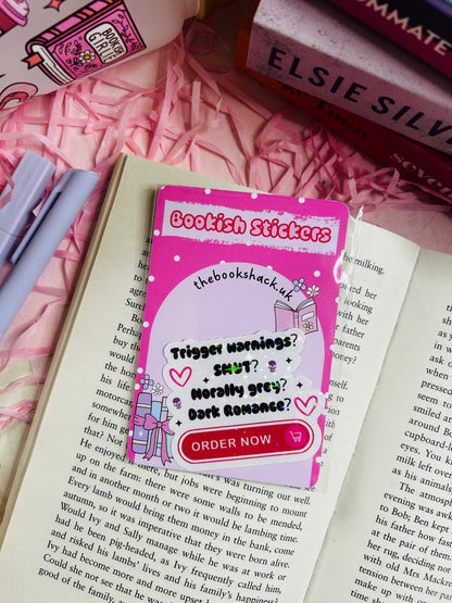 Trigger Warnings? SMUT? Morally Grey? Dark Romance?" Holographic Sticker – Perfect for Dark Romance Lovers