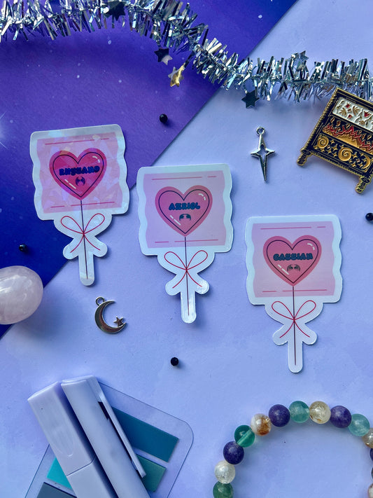 ACOTAR Candy Heart Balloon Stickers – Holographic. The bat boys, ACOTAR Inspired Fantasy Sticker, acotar, bookish gifts, fantasy stickers