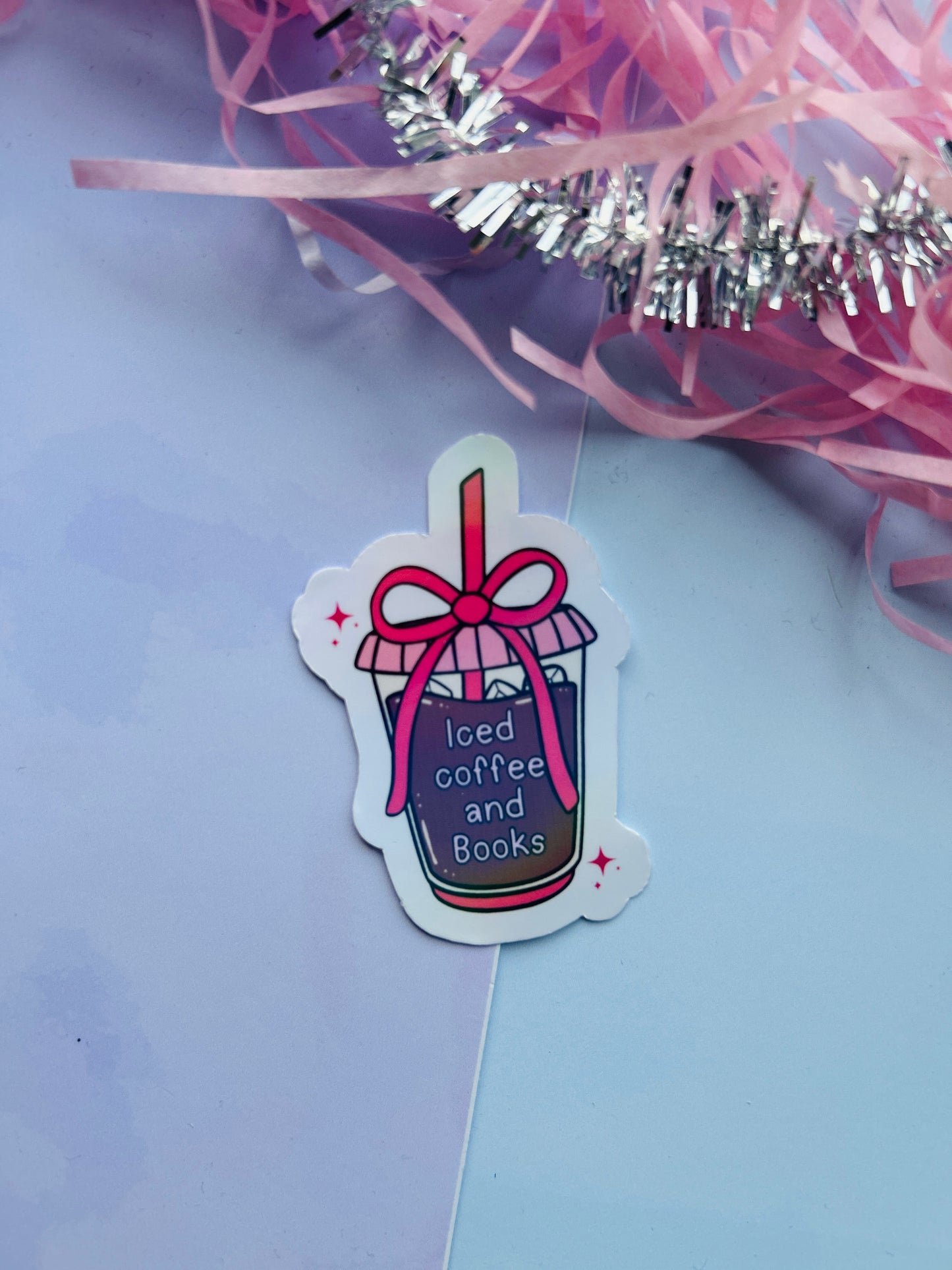 Iced Coffee and Books Holographic Sticker – Bookish Vinyl Decal