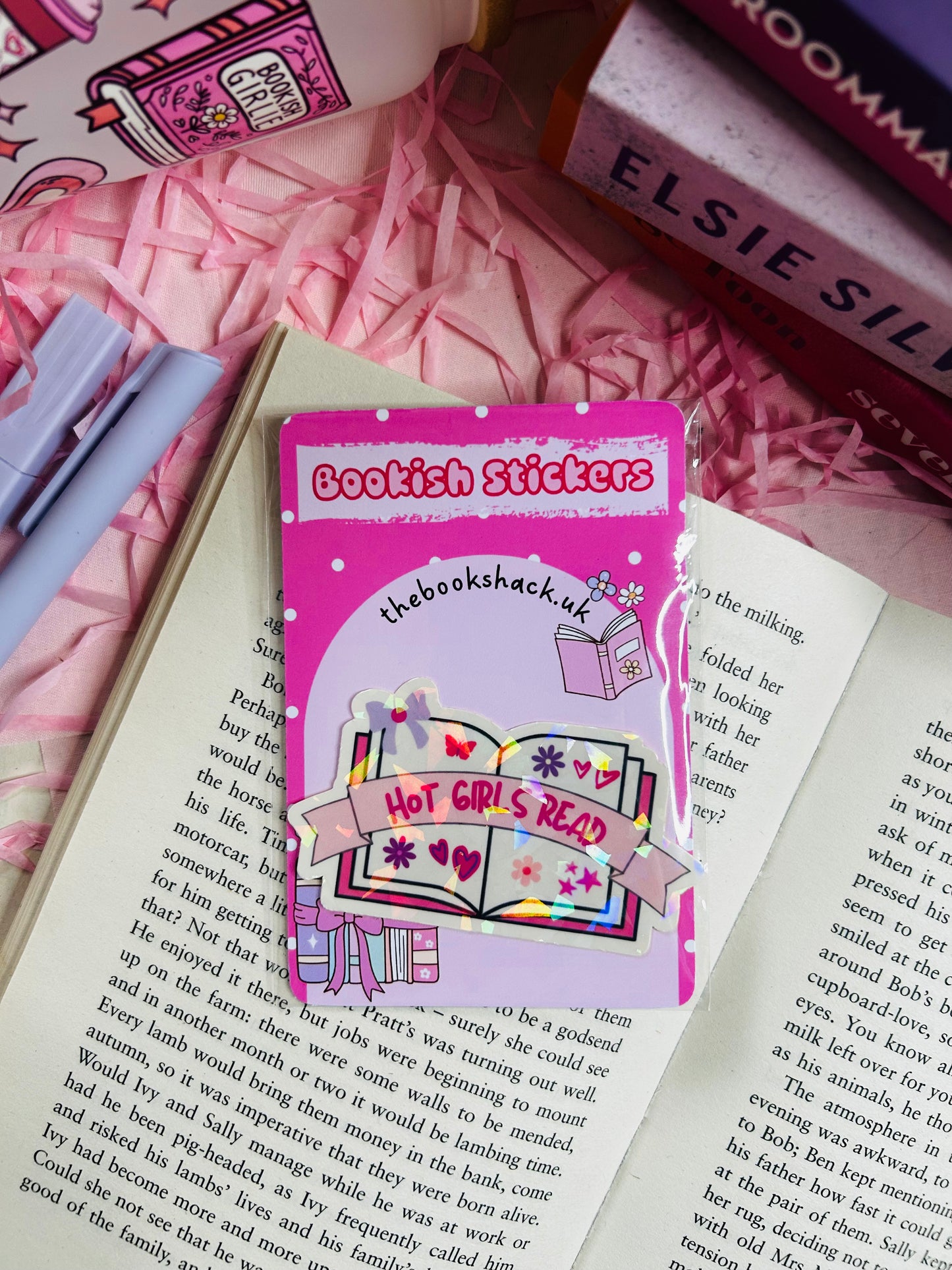 hot girls read holographic sticker