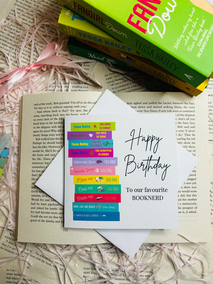 Tessa Bailey bookstack greeting card
