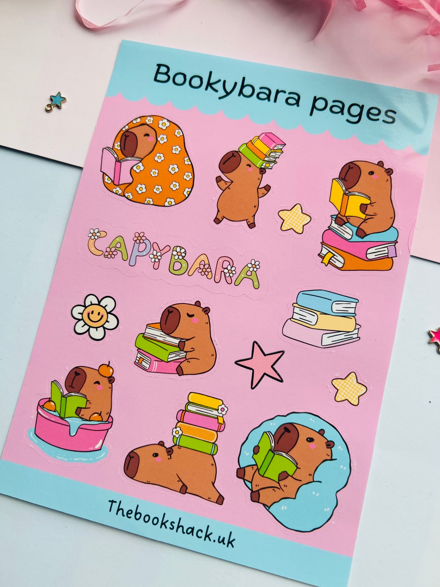 Bookybara Pages Sticker Sheet – Cute Capybara Bookish Stickers
