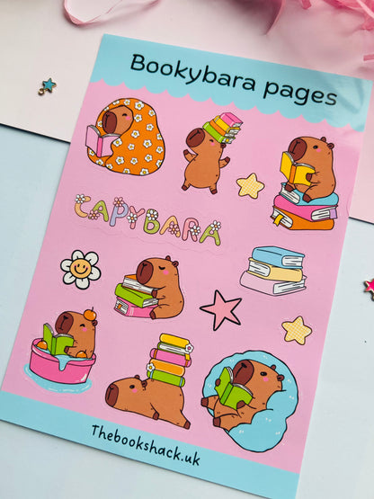 Bookybara Pages Sticker Sheet – Cute Capybara Bookish Stickers