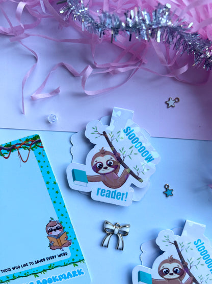 sloth 'slow reader' holographic magnetic bookmark