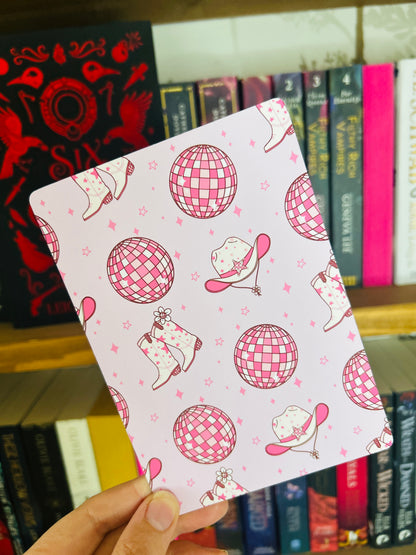 Pink Cowboy Kindle Insert – Double-Sided Disco Ball & Gingham Print