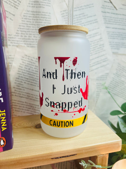 Frosted bookish thriller glass cup with straw