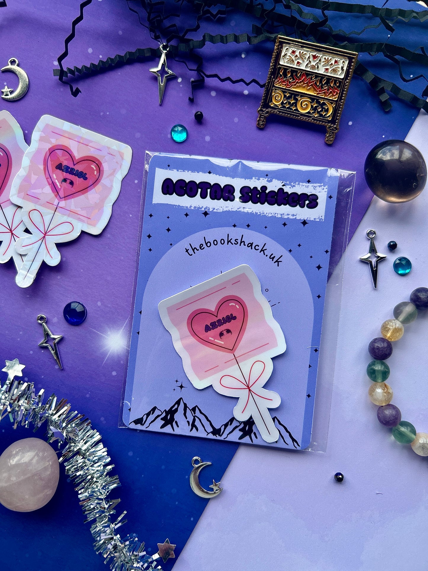 ACOTAR Candy Heart Balloon Stickers – Holographic. The bat boys, ACOTAR Inspired Fantasy Sticker, acotar, bookish gifts, fantasy stickers