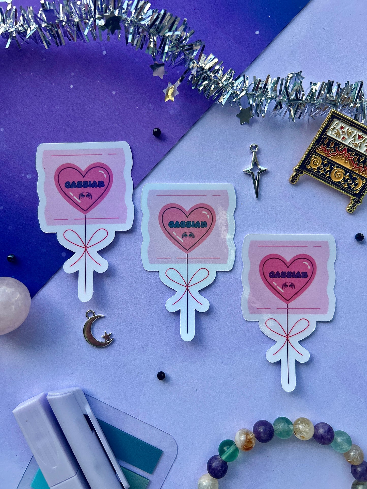 ACOTAR Candy Heart Balloon Stickers – Holographic. The bat boys, ACOTAR Inspired Fantasy Sticker, acotar, bookish gifts, fantasy stickers