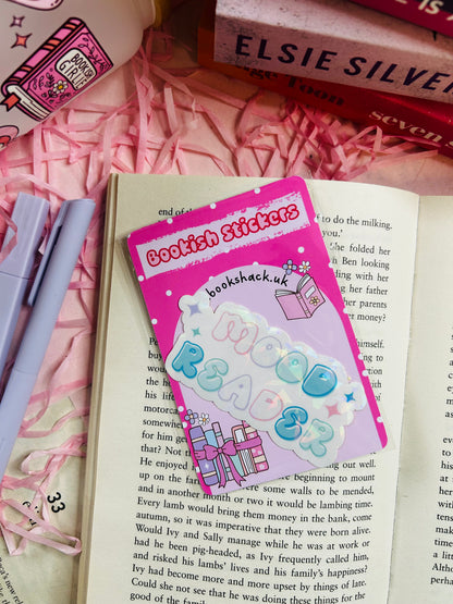 mood reader bookish holographic sticker