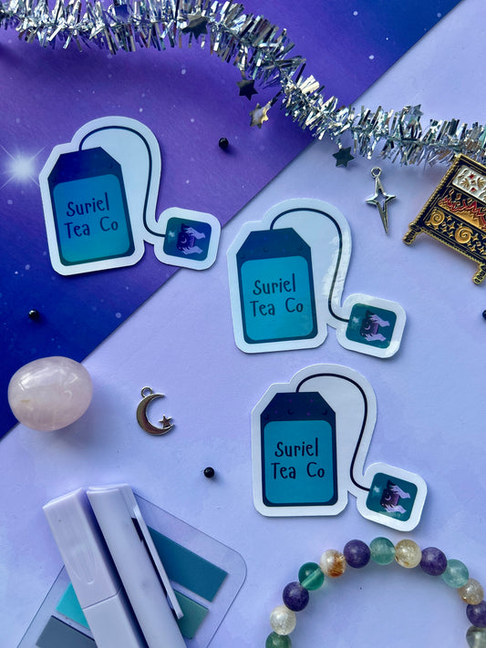 Holographic "Suriel Tea Co" Fantasy Bookish Sticker, acotar, bookish gifts, fantasy stickers