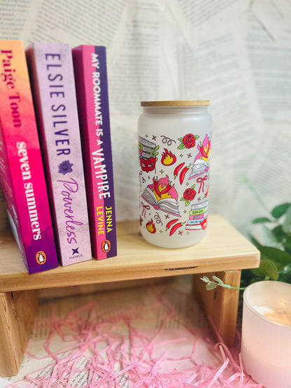 Frosted Glass spicy Bookish Cup with straw