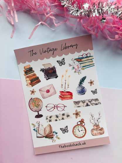 Vintage Library Sticker Sheet – Classic Bookish Journal Stickers
