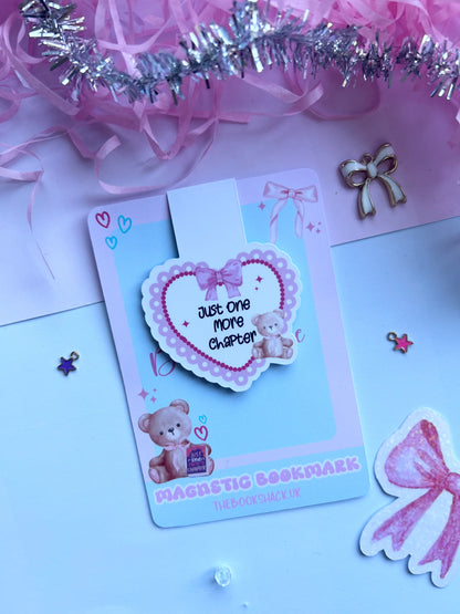 Just One More Chapter Magnetic Bookmark – Cute Teddy Bear Aesthetic
