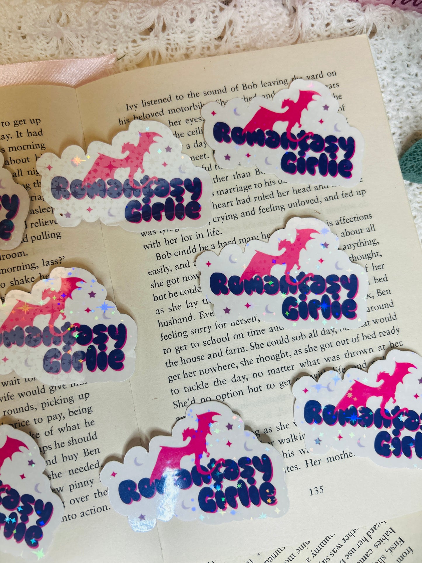 Romantasy bookish holographic sticker