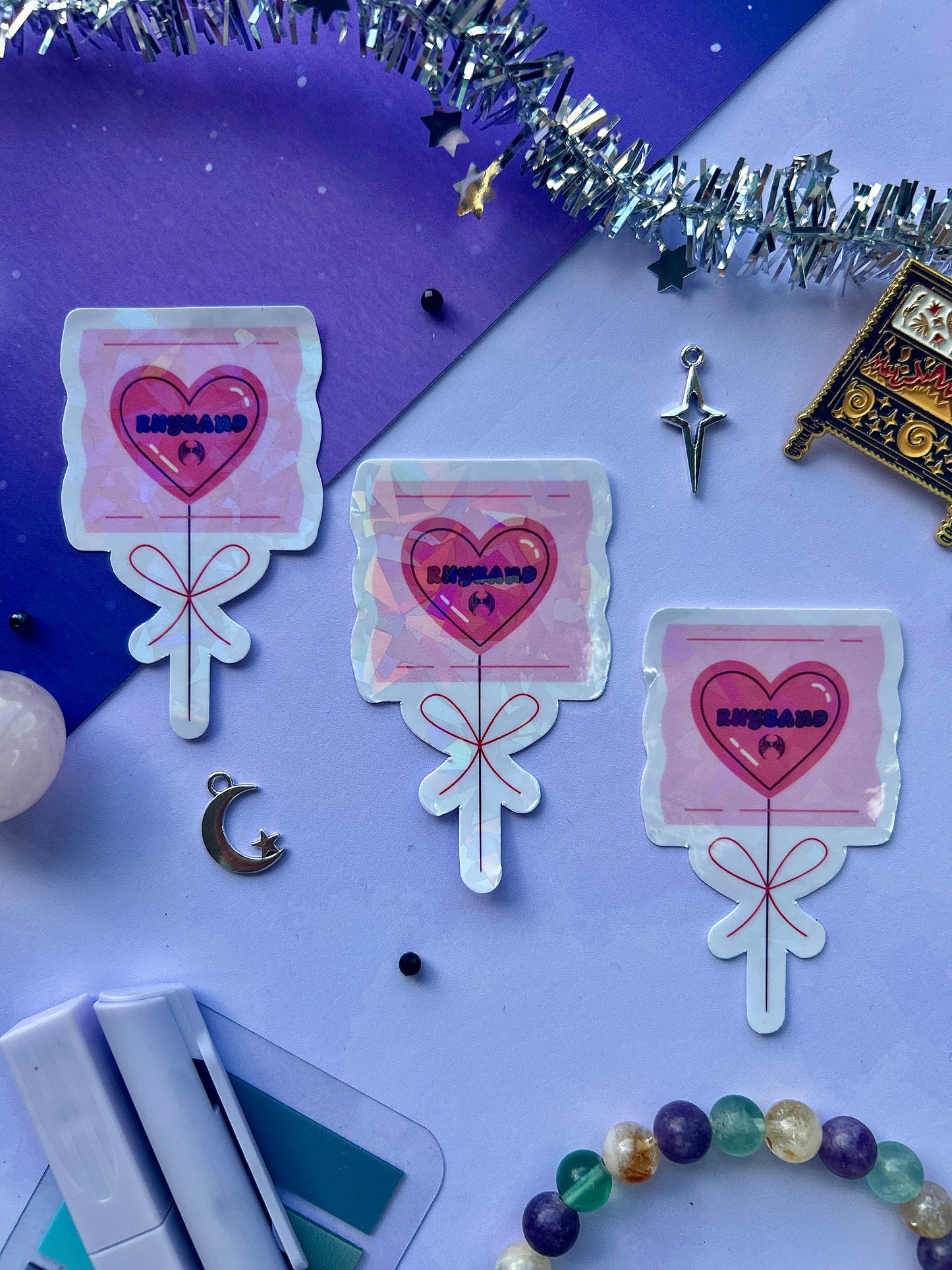 ACOTAR Candy Heart Balloon Stickers – Holographic. The bat boys, ACOTAR Inspired Fantasy Sticker, acotar, bookish gifts, fantasy stickers
