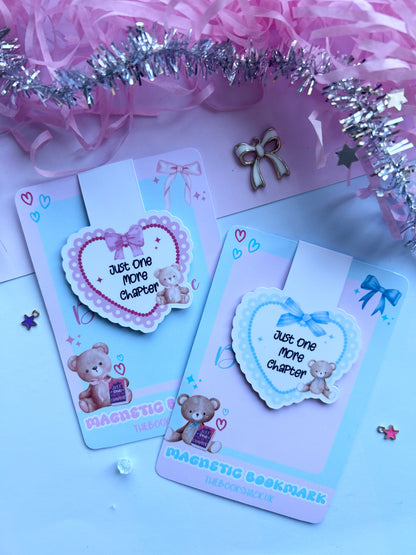 Just One More Chapter Magnetic Bookmark – Cute Teddy Bear Aesthetic