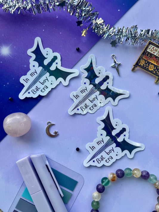 Holographic "In My Bat Boy Era" Fantasy Bookish Sticker – the bat boys, acotar, bookish gifts, fantasy stickers