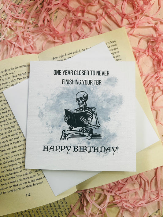 skeleton TBR birthday card