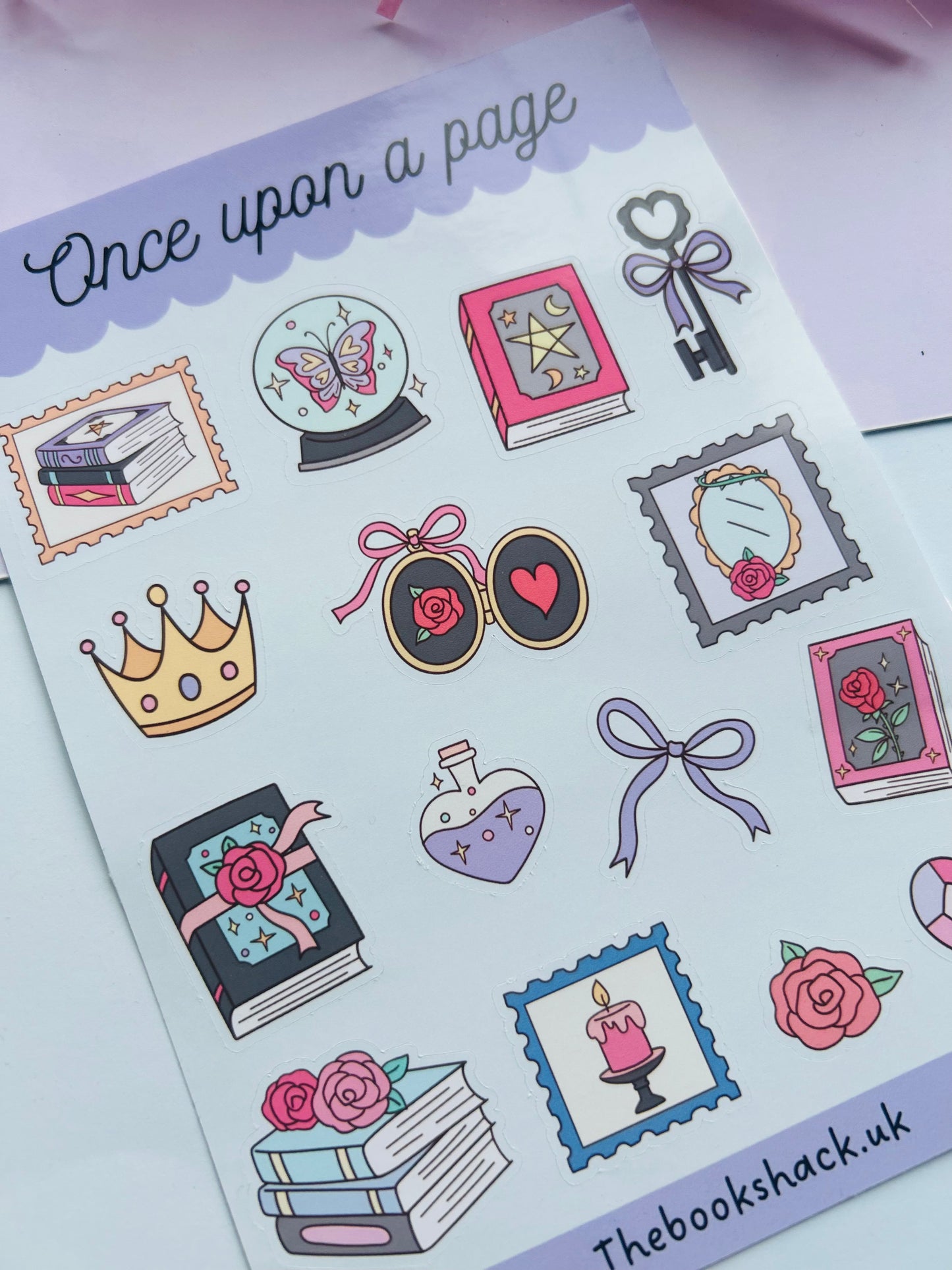 Once Upon a Page Sticker Sheet – Pastel Fantasy Bookish Stickers