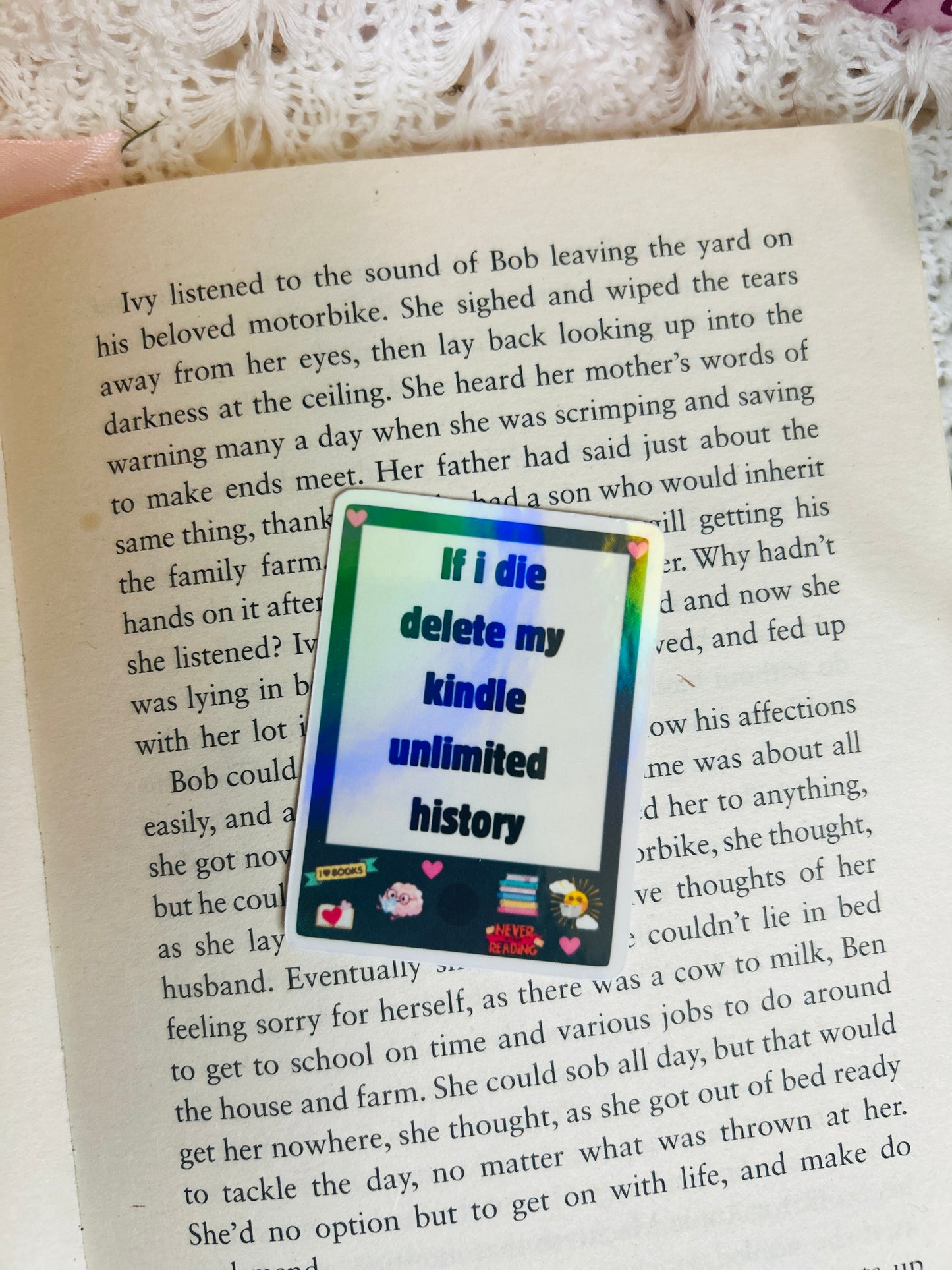 kindle bookish holographic sticker